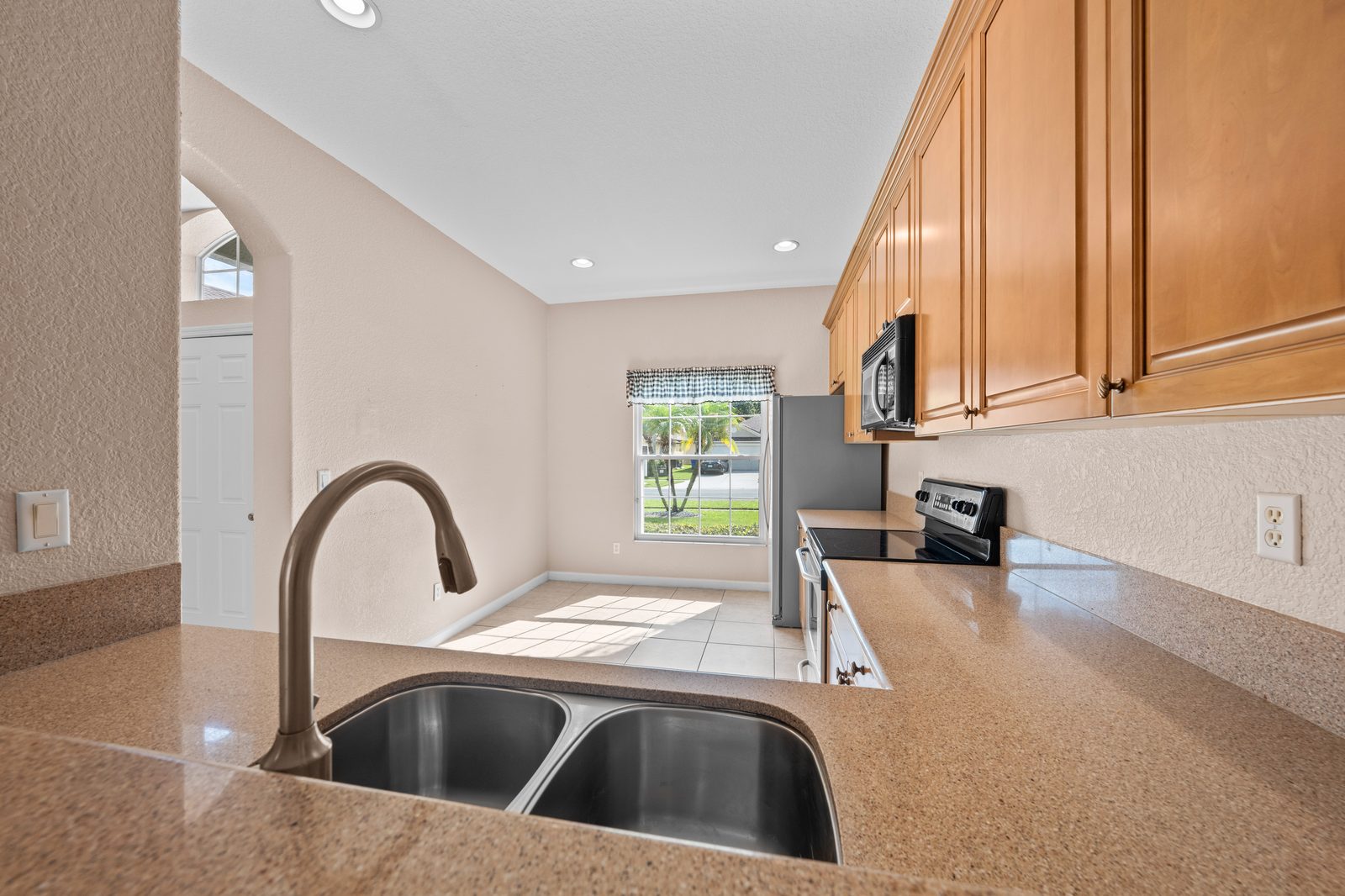 Kitchen counter and sink with granite counters